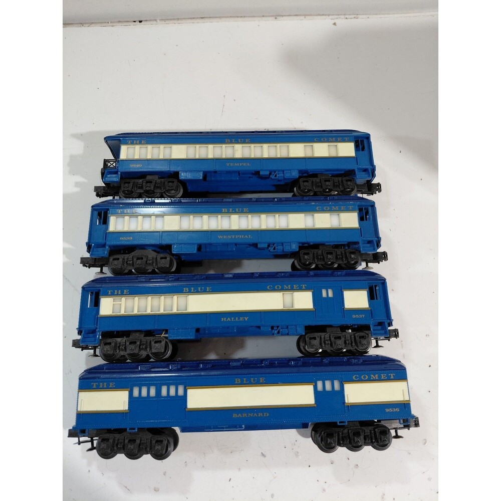 Lionel MPC O Gauge Model Railroad Jersey Central Blue Comet 4 Car Passenger Set